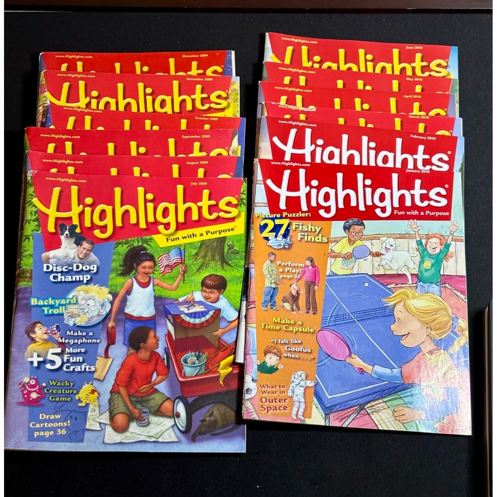 Highlights Children Magazine Lot 12 Issues 2009-2010 Hidden Pictures Puzzles